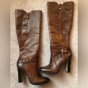 Vince Camuto brown leather high knee boots size 8